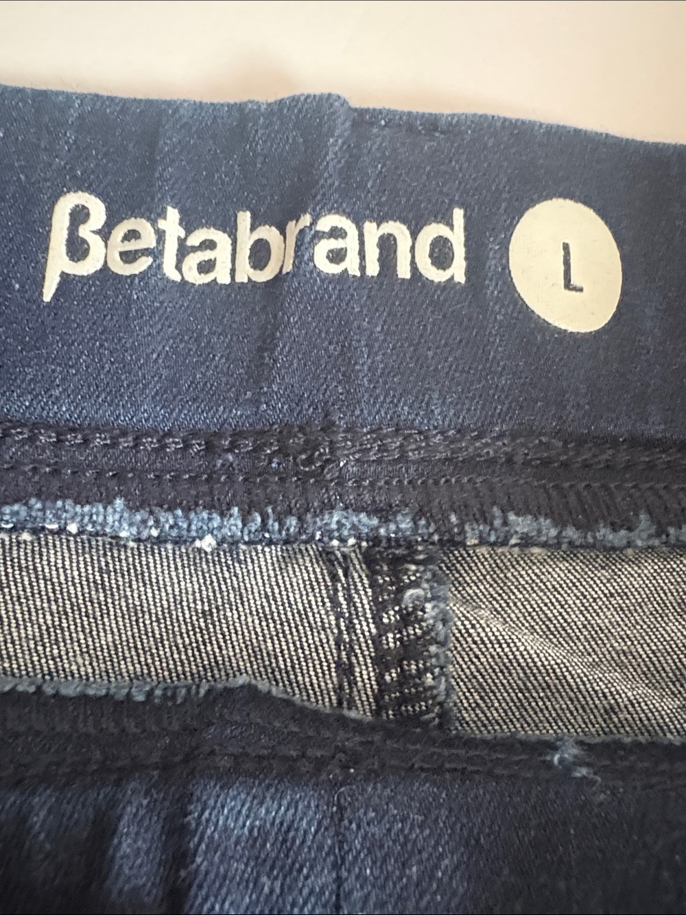 Betabrand dark wash straight leg 4-pocket blue jeans stretch waistband - Picture 2 of 16